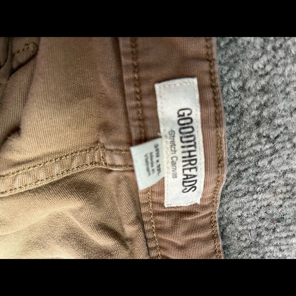 Good threads stretch CANVAS USED PANTS FOR $20 for both green and brown.